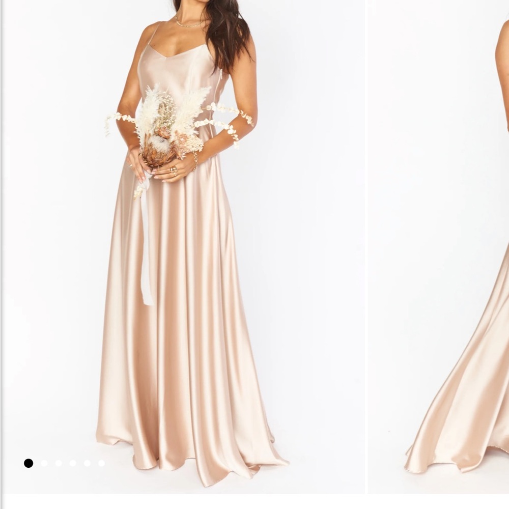 Show me your mumu faith maxi dress in champagne luxe satin